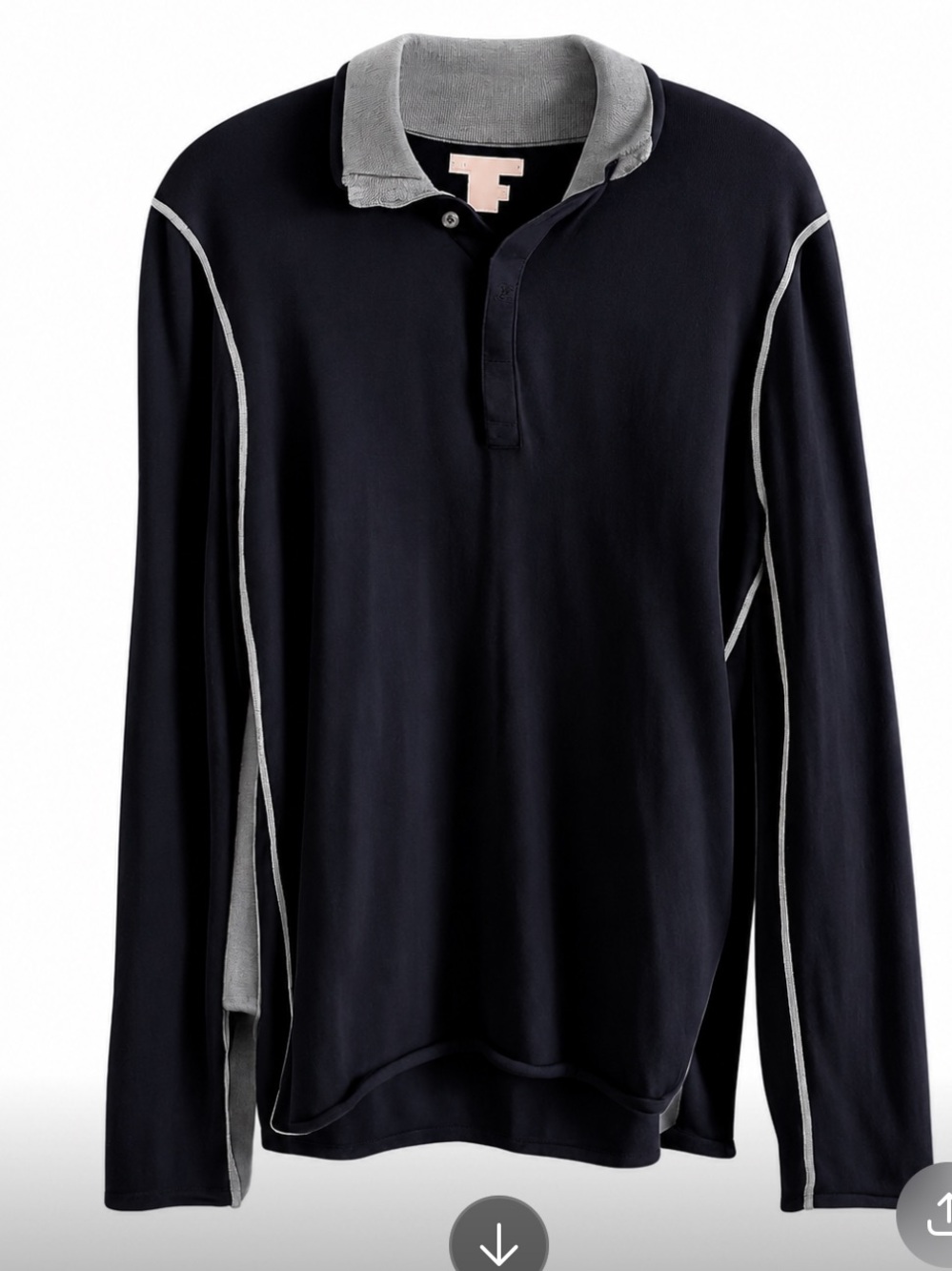 Carbon2Cobalt Cotton Cashmere Polo Sweater M BlackGray Long Sleeve Luxury Casual